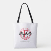 Tote Bag Nom à l'initiale de monogramme rouge tendance (Dos)