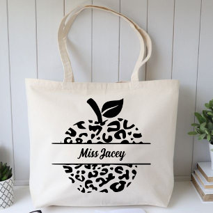 Tote Bag Nom Apple de l'enseignant personnalisé, enseignant