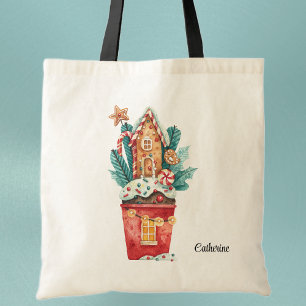 Tote Bag Nom, Aquarelle Magique Sweets House