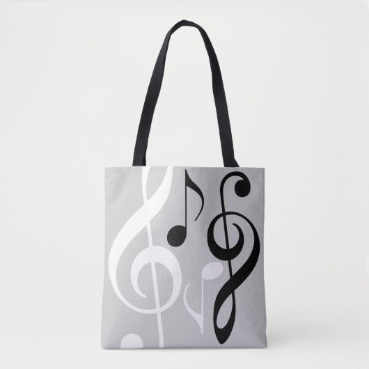 Tote Bag Nom avec le bloc Notes musicales. (Devant)