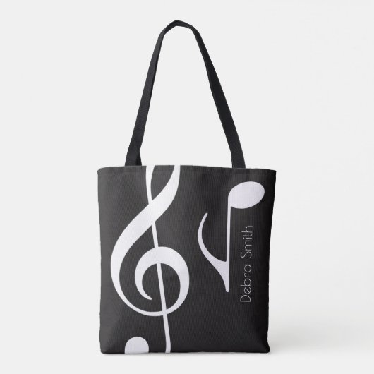 Tote Bag Nom avec le bloc Notes musicales. (Dos)
