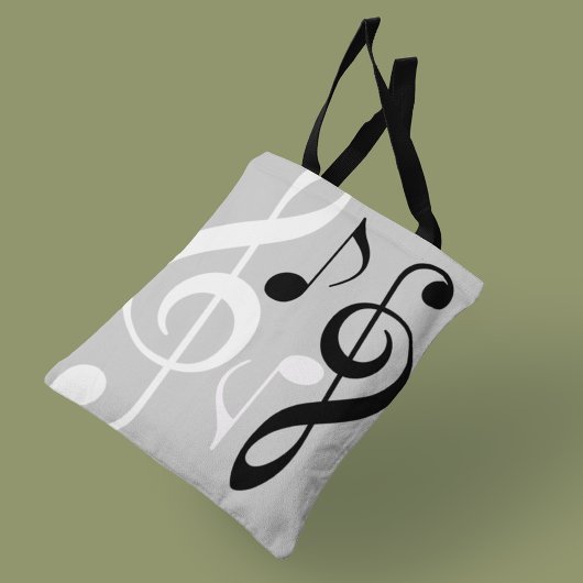 Tote Bag Nom avec le bloc Notes musicales.