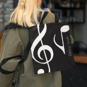 Tote Bag Nom avec le bloc Notes musicales.