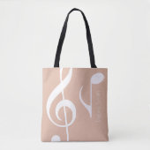 Tote Bag Nom avec notes musicales Dusty Rose (deux côtés) (Devant)