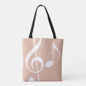 Tote Bag Nom avec notes musicales Dusty Rose (deux côtés) (Dos)