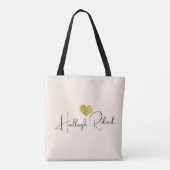 Tote Bag Nom Calligraphie Monogramme Cœur (Dos)