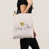 Tote Bag Nom Calligraphie Monogramme Cœur (De près)