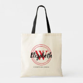Tote Bag Nom chic en monogramme rouge avec écriture initial (Dos)