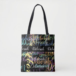 Tote Bag nom coloré unique noir-fourre-tout