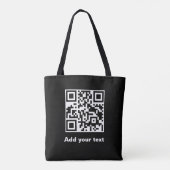Tote Bag Nom commercial et logo Qr Code sur noir (Dos)