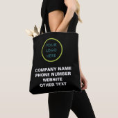 Tote Bag Nom commercial et logo Qr Code sur noir (De près)