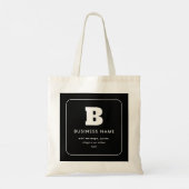 Tote Bag Nom commercial modifiable et Slogan | Noir & Blanc (Dos)
