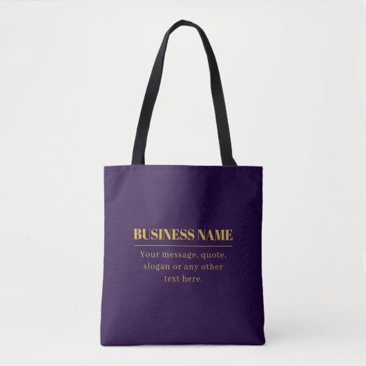 Tote Bag Nom commercial ou salutation Dark Purple & Gold (Devant)
