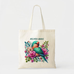 Tote Bag Nom d'ajout d'oiseau tropical mignon