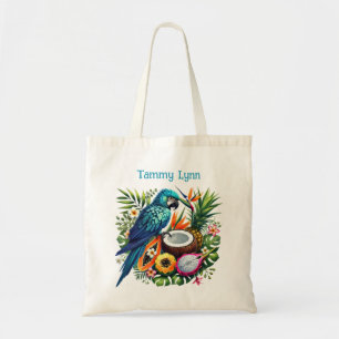 Tote Bag Nom d'ajout d'oiseau tropical mignon