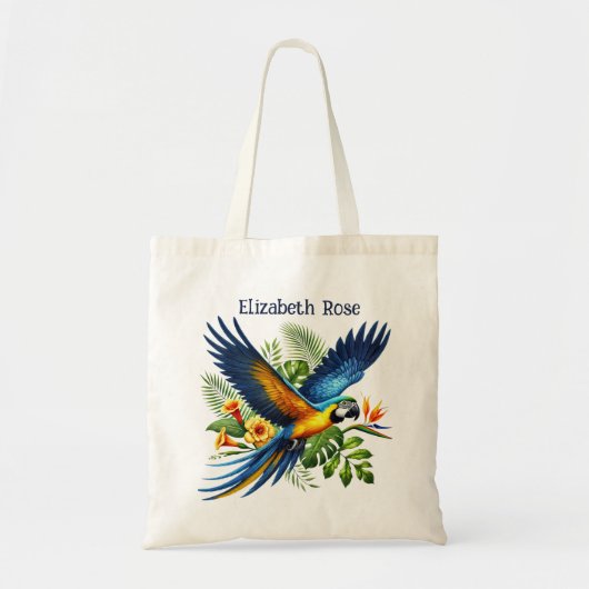 Tote Bag Nom d'ajout d'oiseau tropical mignon (Devant)