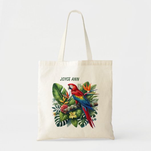 Tote Bag Nom d'ajout d'oiseau tropical mignon (Devant)