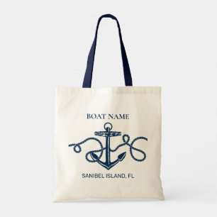 Tote Bag Nom de bateau personnalisé Ancre nautique