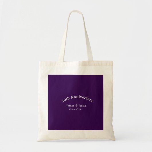 Tote Bag nom de date d'anniversaire de mariage 30 ans simpl (Devant)