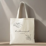 Tote Bag Nom de demoiselle d'honneur à feuillage moderne<br><div class="desc">Parfait pour la mariée qui aime la nature, le sac fourre-tout à nom de demoiselle d'honneur à feuillage moderne présente des croquis botaniques délicats et un placement de nom élégant. Un cadeau beau et fonctionnel pour les demoiselles d'honneur pour ranger leurs chaussures et accessoires du "jour J". Personnalisez avec des...</div>