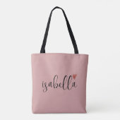 Tote Bag Nom de Demoiselle d'Honneur Personnalisé Rose (Dos)