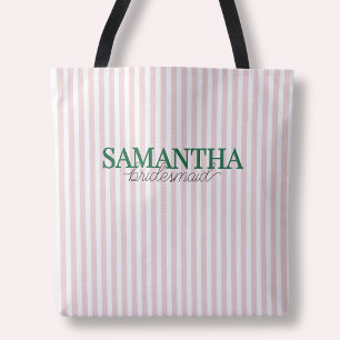 Tote Bag Nom de Demoiselle d'Honneur Vert Personnalisé avec