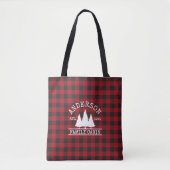 Tote Bag Nom de famille du cabine Red Buffalo Plaid (Devant)