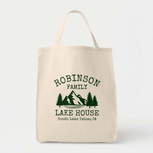 Tote Bag Nom de famille Lake House Forest Green Silhouette (Devant)