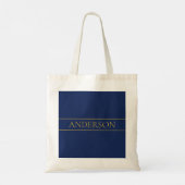 Tote Bag Nom de famille ou nom commercial Marine Blue & Gol (Dos)
