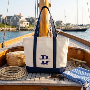 Tote Bag Nom de famille personnalisé divisé initiale nautiq