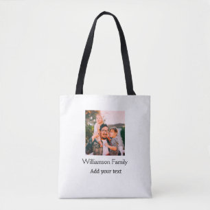 Tote Bag Nom de famille photo message texte vacances simple