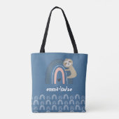 Tote Bag Nom de fille mignon paresseux bleu arc-en-ciel (Dos)