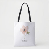 Tote Bag Nom de fleur aquarelle rose (Devant)