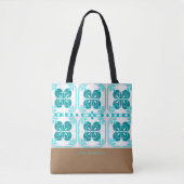 Tote Bag Nom de la conception de carreaux turquoise et Brow (Devant)