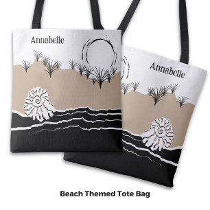 Tote Bag Nom de la coquille de sable de dune de coucher de 