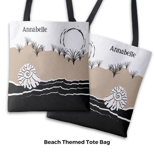 Tote Bag Nom de la coquille de sable de dune de coucher de 