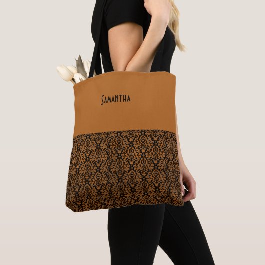 Tote Bag Nom de la Damas Victorian Orange Black (De près)