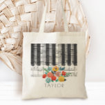 Tote Bag nom de la musique florale boho<br><div class="desc">musique piano floral personnalisable sac de nom</div>