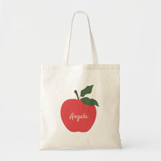 Tote Bag Nom de la personnaliser de pomme rouge (Devant)