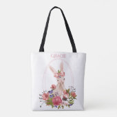 Tote Bag Nom de l'aquarelle florale du lapin mou (Dos)