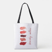 Tote Bag Nom de l'artiste maquillage rouge à lèvres nuances (Dos)