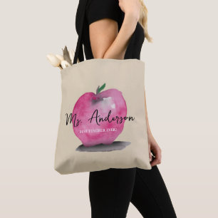 Tote Bag Nom de l'enseignant Apple Meilleur enseignant jama