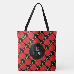 Tote Bag Nom de l'enseignant Motif Apple