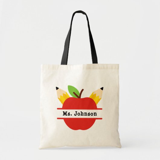 Tote Bag Nom de l'enseignant personnalisé Apple Pencil (Devant)