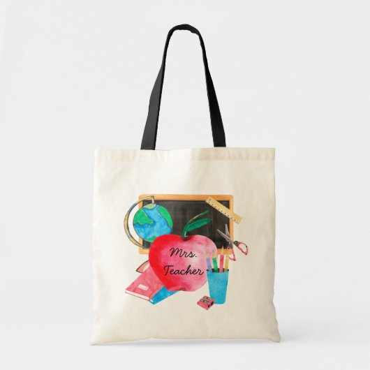 Tote Bag Nom de l'enseignant personnalisé École personnalis (Devant)