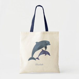 Tote Bag Nom de l'illustration de dauphins en train de saut