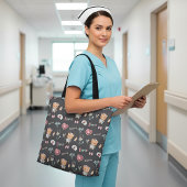 Tote Bag Nom de l'infirmière adorable Aquarelle RN Motif de