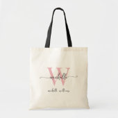 Tote Bag Nom de monogramme rose élégant écriture féminine (Devant)