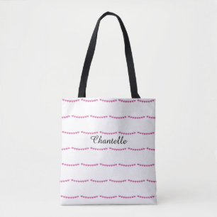 Tote Bag Nom de motif de cœur rose profond