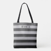 Tote Bag Nom de motif rayé gris élégant (Dos)